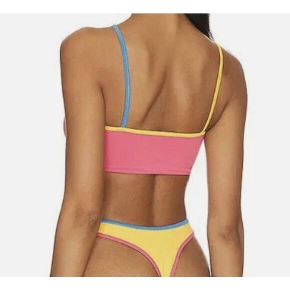 Stone Fox Swim Ibiza Red Blue Yellow One Shoulder Bikini XL Bathing Top NWT - Picture 2 of 4